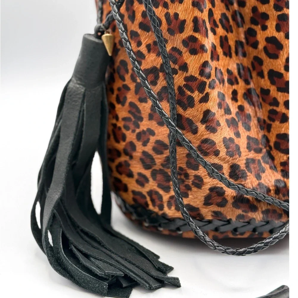 Wendy Nichol Leopard Pony Hair Leather Limited Edition Bullet Bag Backpack‎ RARE